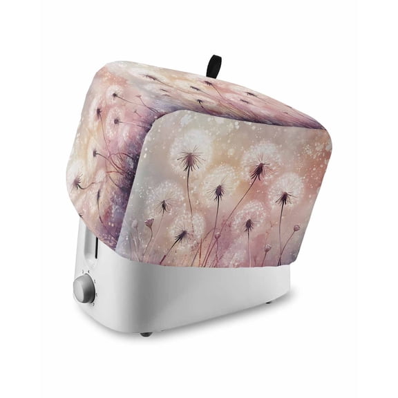 Fsddascl Spring Floral Toaster Cover 4 Slice, Large Kitchen Appliance Covers, Purple White Botanical Farmhouse Flowers Toaster Oven Cover with Loop, Bread Machine Cover Polyester Dust Cover