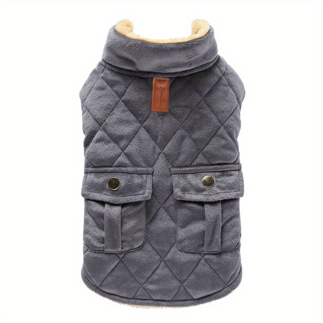 QJUHUNG Dog Winter Coat Fleece Dog Winter Jacket Cold Weather Dog Clothes Thick Warm Cotton Padding Easy On Storage Pockets