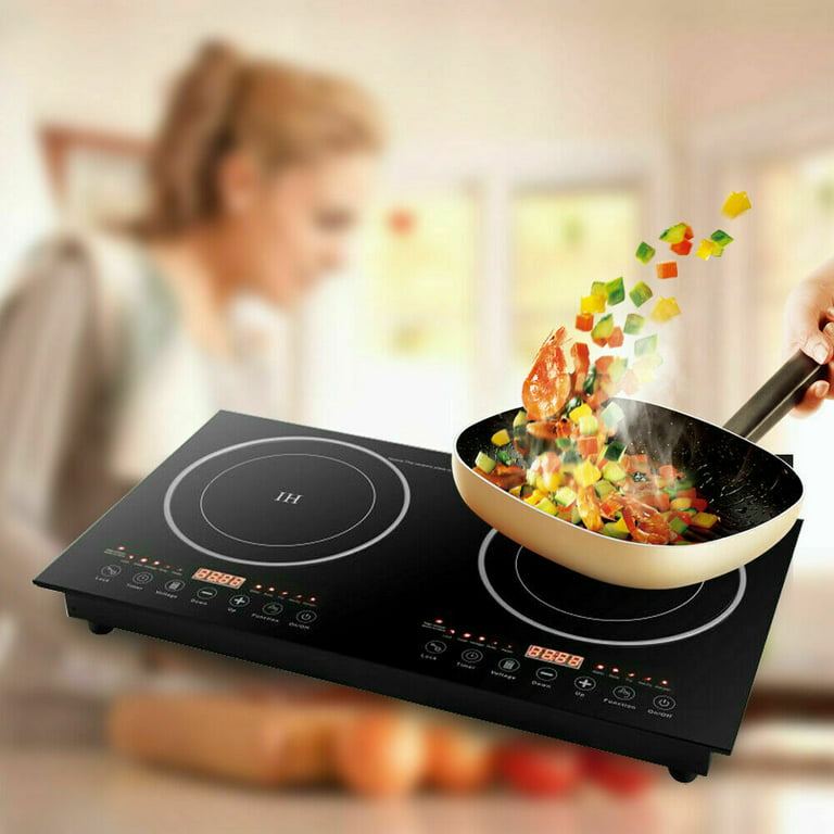 Miduo 8 Gear Double-head Induction Cooker Electric Hob Cooker Ceramic Stove 2 Burners, Size: One size, Black