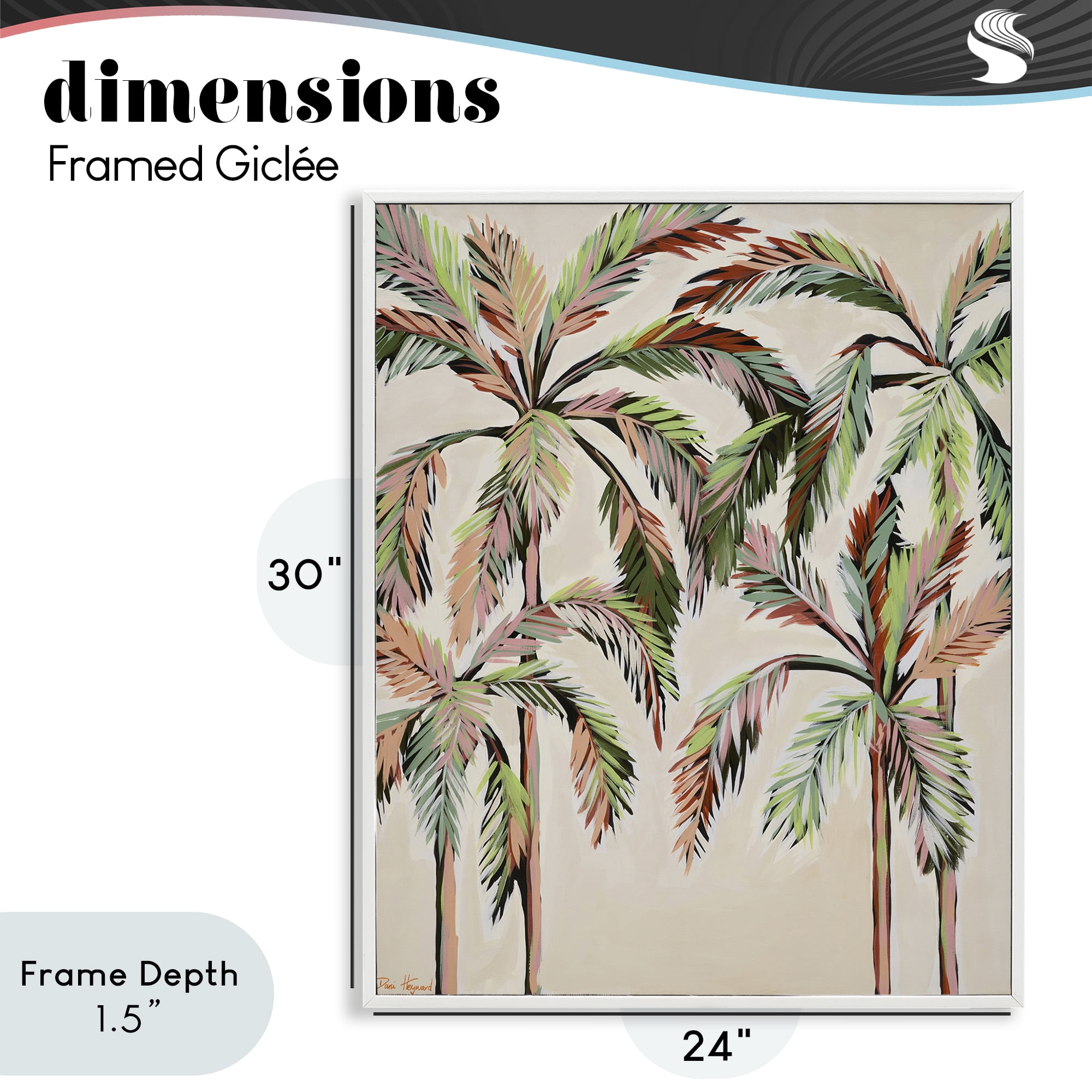 Stupell Industries Blushing Palm Tree Canopy White Framed Giclee Art, design by Dani Heyward