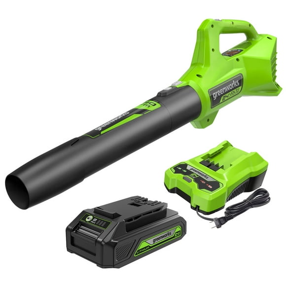 Greenworks Souffleur Axial 24V 90 MPH - 320 CFM, Batterie USB 2.0Ah et Chargeur Inclus