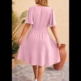 thumbnail image 4 of Vestido de Mujer de Verano 2025, Elegante Minivestido con Volantes y Escote en V Profundo, Vestidos A la Cintura Rosa S, 4 of 10