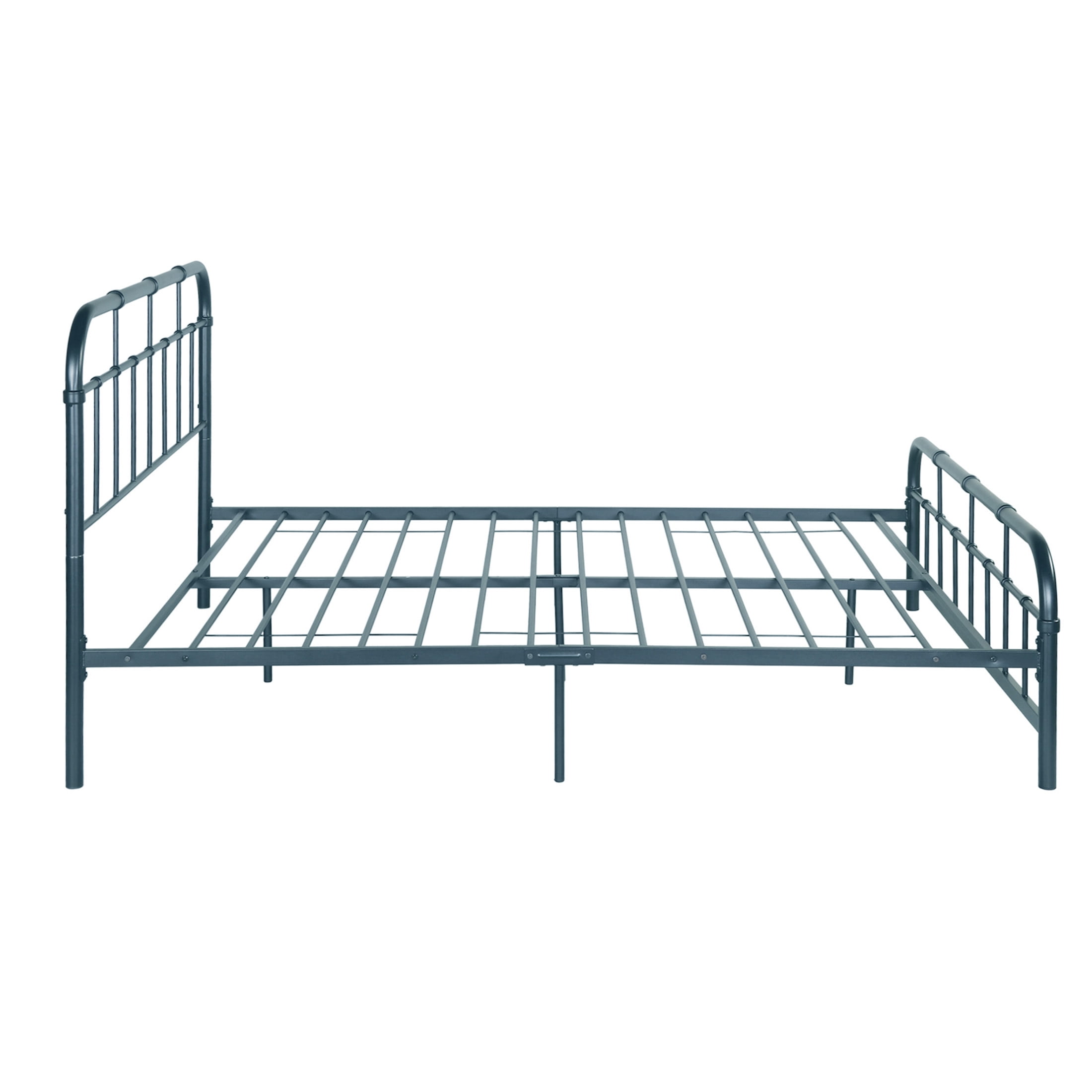 Christopher Knight Home Full Size Metal Platform Bed Frame, Round Corner Headboard and Footboard, Antique Blue