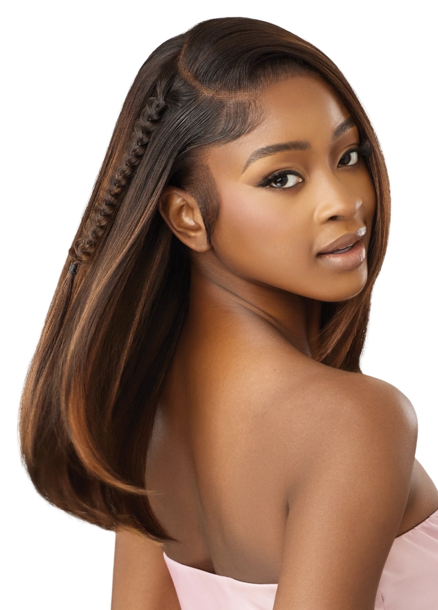 Outre Airtied Glueless Human Hair Blend 13x6 HD Lace Front Wig - HHB-SLEEK YAKI 20" - 100% Fully Hand-Tied