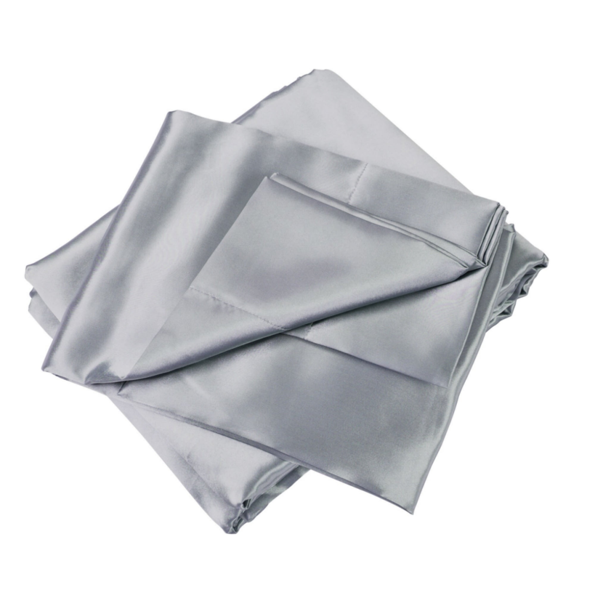 GARITIN 90GSM Satin Queen 4-Piece Bed Sheets Set, Silky Soft Smooth Luxury Bedding with 2 Pillowcases, 15-Inch Deep Pocket Fitted Sheet, Cooling Breathable Wrinkle Resistant Easy Care, Grey