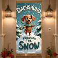 thumbnail image 2 of Animated Dachshund Banner Winter Theme Snowy Scene Christmas Decoration Holiday Display for Indoor Event Party, 2 of 9