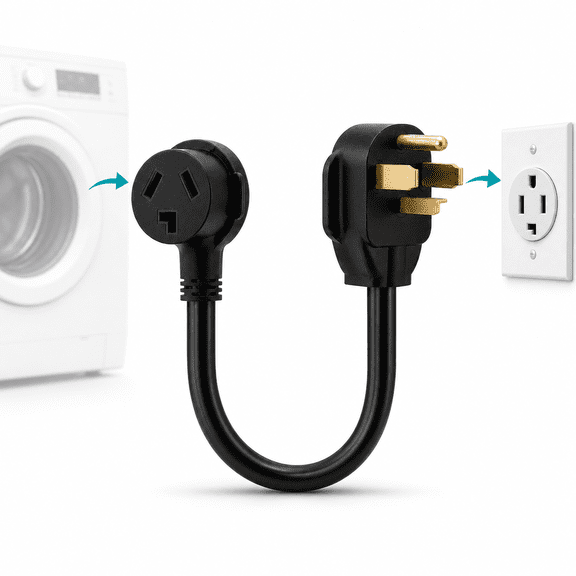 NEMA 14-30P to 10-30R Dryer Adapter Cord, 30 Amp 125/250V 4-Prong Male to 3-Slot Female Plug Converter for Electric Dryers