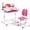 Pink, variant on COSVALVE Height Adjustable Kids Desk and Chair Set Ergonomic with Tilting Desktop,2-Tier Bookshelf,Drawer for Reading Writing Drawing(Pink)