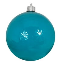 Christmas By Krebs 8" (200mm) Candy Red Ornament, Commercial Shatterproof UV Resistant Plastic Christmas Ball Decoration (Baja Blue, 6 inch (150mm))