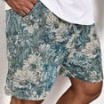 thumbnail image 3 of Men's Floral Print Drawstring Waist Shorts Summer Vacation Shorts with Pockets Blue 3XL, 3 of 7