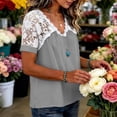 thumbnail image 4 of Fewfanhot Womens Tops Trendy Lace Basic V-Neck T-Shirts Short Sleeve Loose Fitting Tunic Tank Tops, 4 of 7