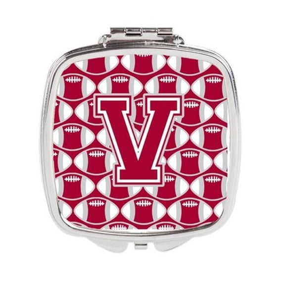 Letter V Football Crimson - Grey & White Compact Mirror