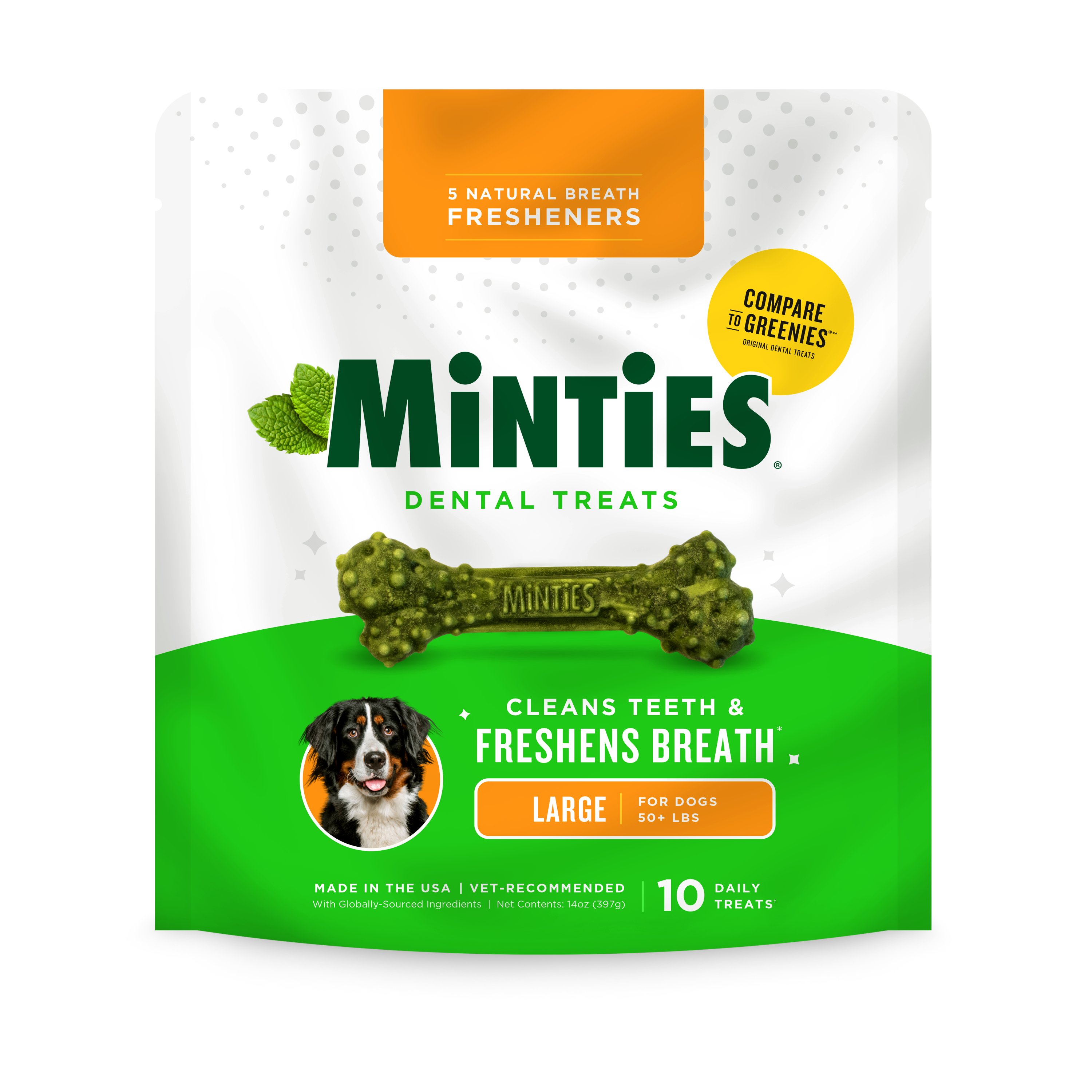 Minties Dental Chews for Large Dogs, Mint Flavor, 14 oz photo 1