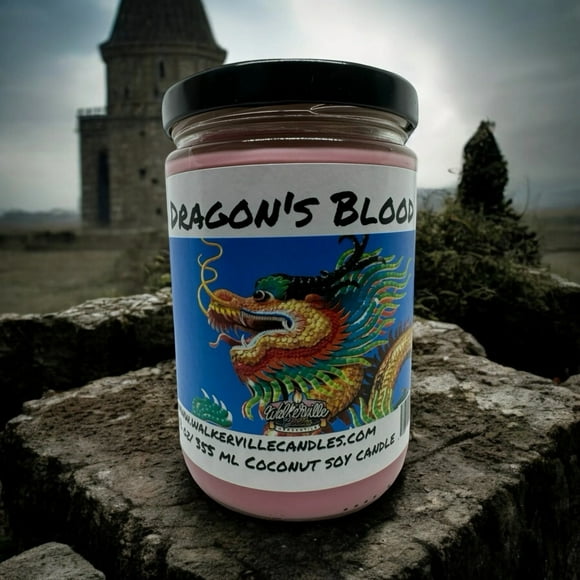 Dragon's Blood Vegan Coconut Soy 12 oz/ 355 ml Candle Hand-poured, Eco-friendly, Clean Burning, Woodsy/ Clean Wood Wick