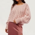 thumbnail image 1 of Suéteres De Punto Suéteres Cuello redondo Crochet Estilo casual Mujer Traje diario simple Ygjytge Rosa T M para Mujer, 1 of 5