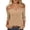 Khaki, variant on Cold Shoulder Tops for Women 3/4 Sleeve Cutout Neck Loose Fit Shirts Casual Trendy Going Out Blouses Solid Color Comfy Tunic Tops Black S