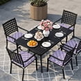 thumbnail image 5 of Outdoor Patio Cushion Covers 4 Pack Purple Plaid Patio Chair Cushion Covers with Ties and Zipper Purple White Grids Geometric Waterproof Outdoor Seat Cushion Covers for Patio Furniture 22"x20", 5 of 7
