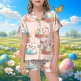thumbnail image 2 of Shadoumai Baby Girl Easter Outfit 2t Cartoon Rabbit Easter Day Loose Short Sleeve T Shirt Top Shorts 2pc Summer Outfit Set, 2 of 4
