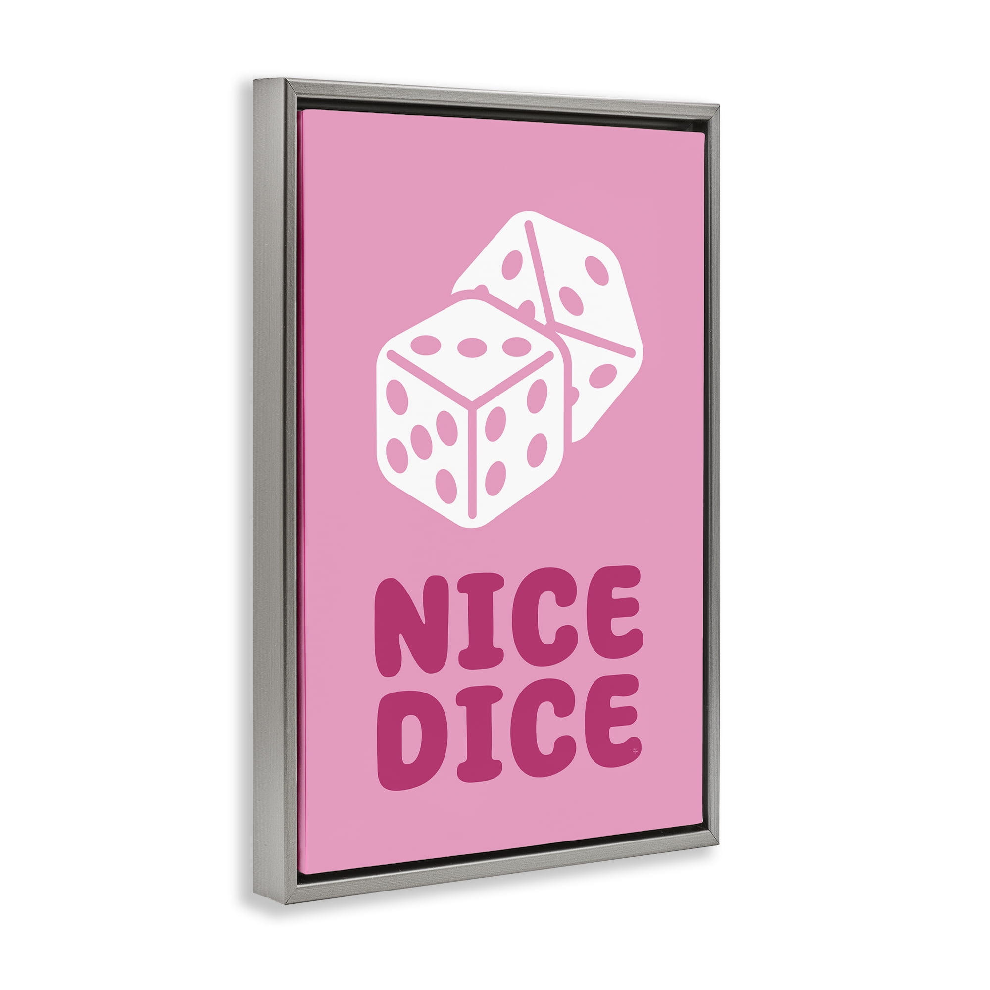 Stupell Industries Nice Dice Phrase Entertainment Painting Gray Floater Framed Canvas Art Print Wall Art, 21 x 31