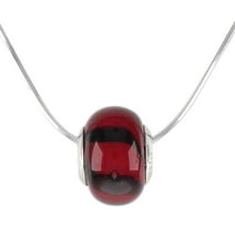 LovelyCharms 925 Sterling Silver Black Lines On Red Theme Murano Glass Crystal Beads Pandora Necklace