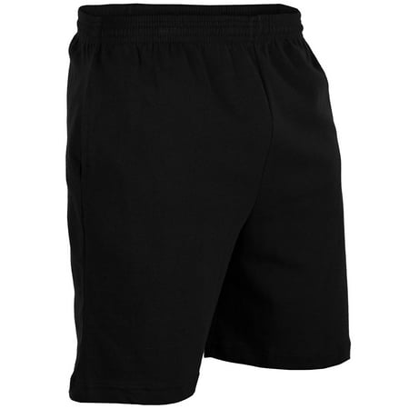 Mens 100% Drawstring Cotton Gym Shorts With Pockets - Black CA6000 (Best Mens Gym Gear)