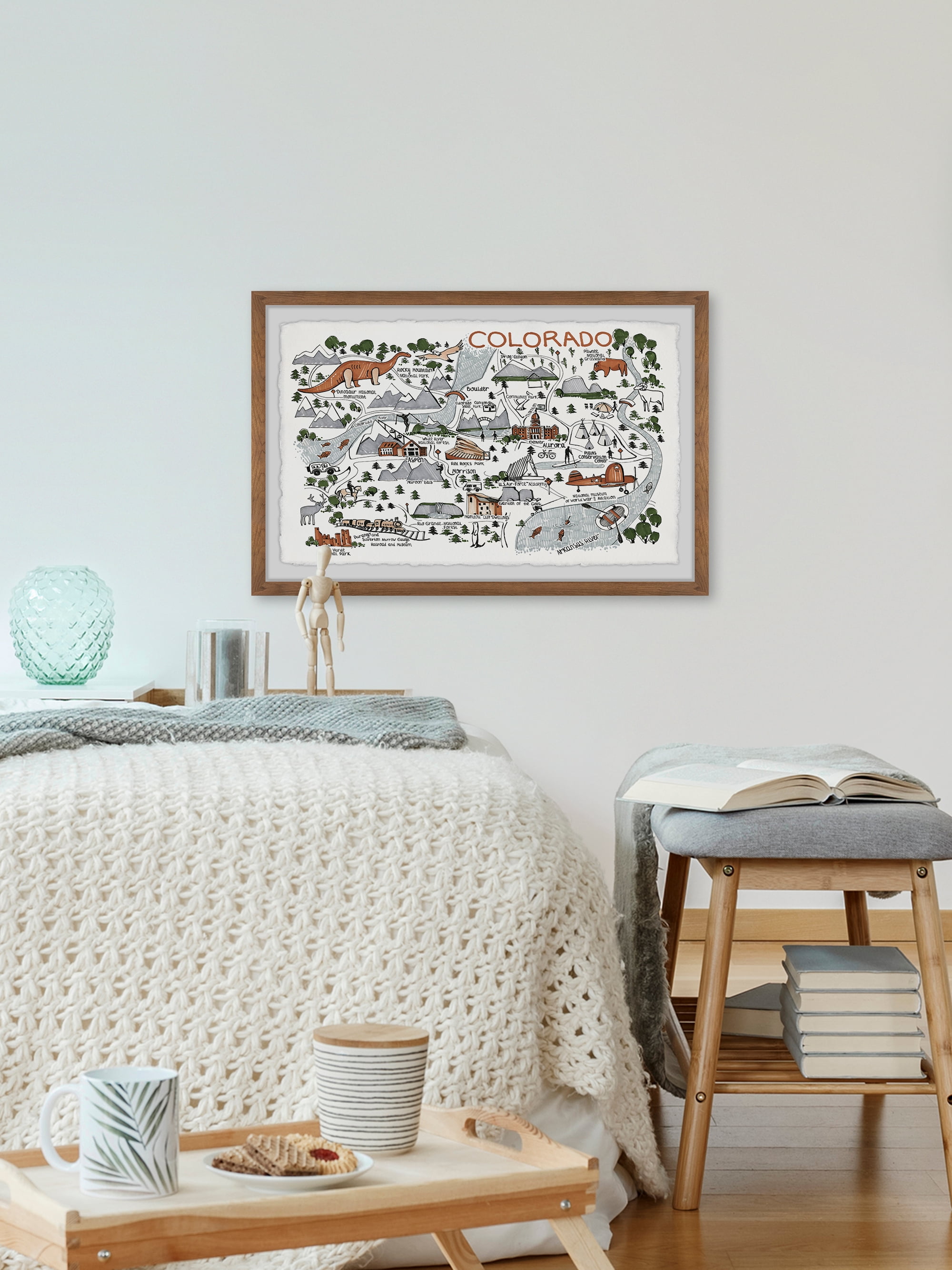 Marmont Hill Colorado Map Destinations IV Framed Wall Art, 16" x 24"