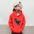 thumbnail image 2 of Vividxx Boys Hoodies Dinosaur Print Long Sleeve Hooded Pullover With Pocket Pullover Tops For Fall Winter Streetwear 6-7 Years, 2 of 6