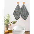 thumbnail image 2 of Blue Boho Kitchen Dish Towels for Drying Dishes Set of 3, Vintage Ethnic Tribe Abstract Art Floral Waffle Weave Microfiber Hand Tea Bathroom Towels Quick Dry & Absorbent Towel 12x12, 2 of 7