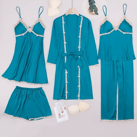 

Njoeus Women s Sleepwear Long Pants+Tops Pajamas Five Piece Set Home Clearance