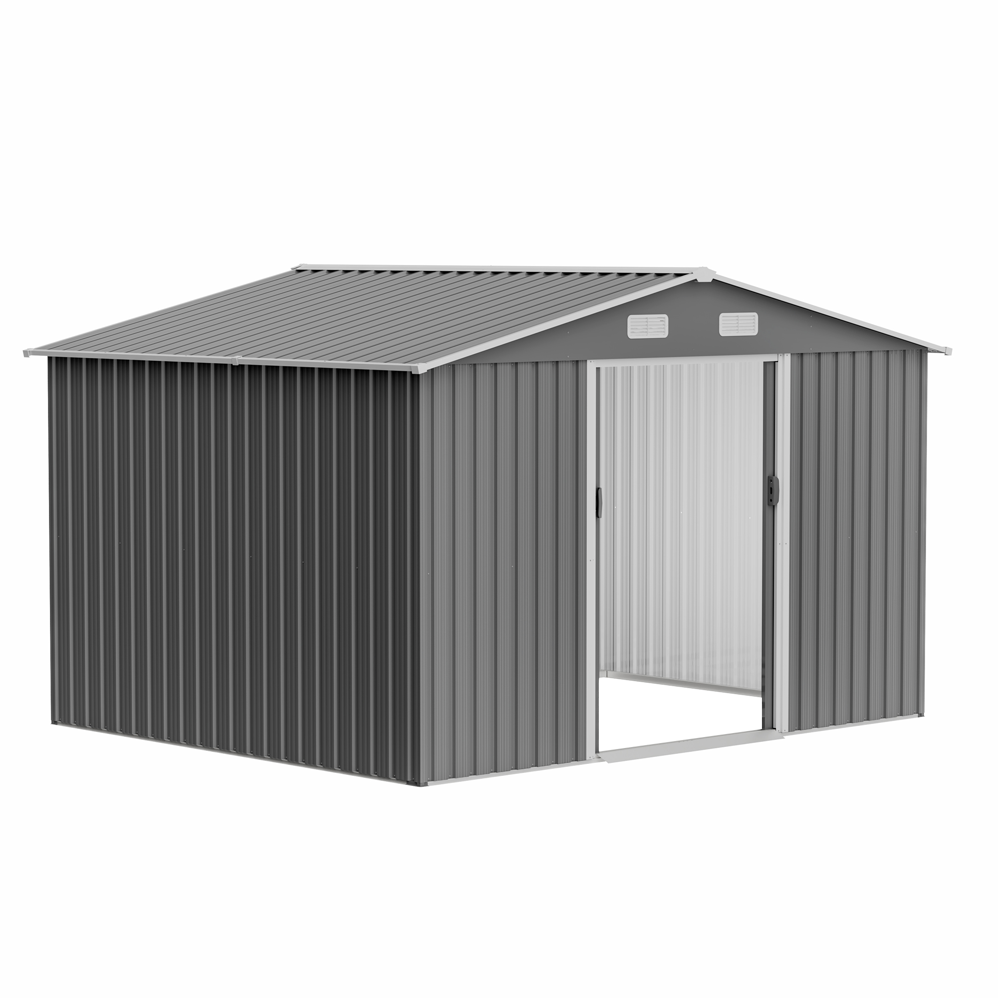 MAYEERTY 10x8FT Outdoor Storage Shed, All-Weather Metal Tool Shed with Lockable Doors & Ventilated, for Bikes & Lawn Equipment