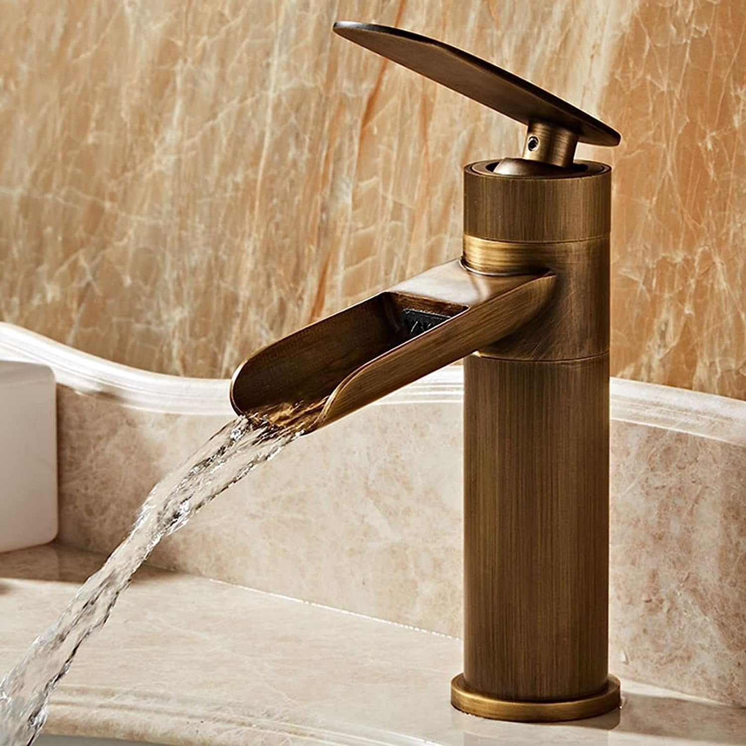 Faucet Waterfall tap Bathroom faucets Bathroom Sink Faucet Single Hole Tall Single Handle one Hole Bathroom Faucet Black Faucet Bathroom for Washbasin,White B