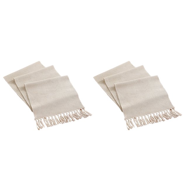 2X Chemin de Table de Ferme, Chemin de Table Vintage Rustique, Chemin de Table Tressé en Coton, Chemin de Table Tissé Beige