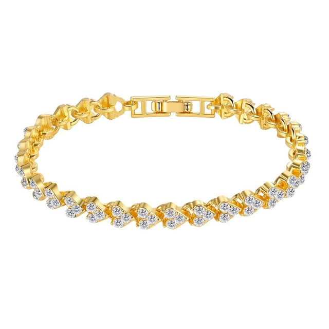 Fiudx Pulsera Delicada y Circulatoria Talladas En Forma de Corazón, Pulsera de Aleación E Incrustaciones de Garras, Brillo Duradero, Regalo para Mujer, Especial para El Día de La Madre, Diseño Hipoal
