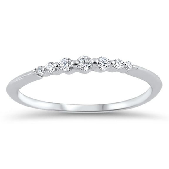 CHOOSE YOUR COLOR Thin Stackable Promise White CZ Ring 925 Sterling Silver Wedding Band Female Size 6
