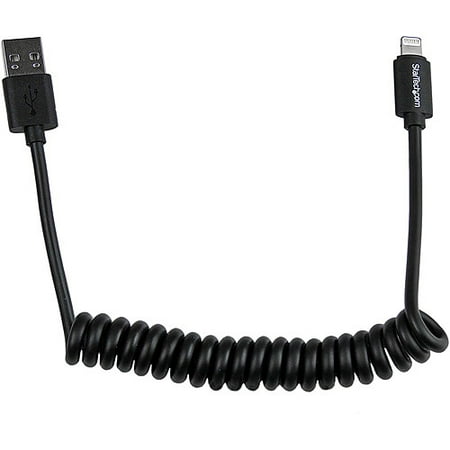 - StarTech 2' Coiled Apple 8-Pin Lightning to USB Cable for Apple iPhone/iPod/iPad, Black
