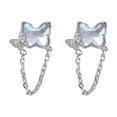 thumbnail image 1 of 1 par de pendientes con forma de mini piedra lunar de imitación, elegantes pendientes con cadena de mariposas incrustadas con diamantes de imitación para mujer, oro blanco, código de producto 62021 Or, 1 of 5