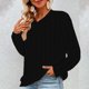 thumbnail image 3 of Gibobby Camisa De Invierno Sudadera informal holgada con cuello redondo y manga larga bordada de Color sólido para mujer（Negro， L), 3 of 5