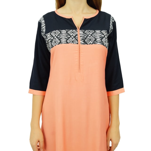 Phagun Kurti Ethnique de Designer Bollywood Pêche Kurta Tunique Décontractée pour Femmes-14