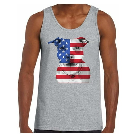 Awkward Styles Men's USA Flag Pitbull Graphic Tank Tops American Flag Pitbull Patriotic 4th of