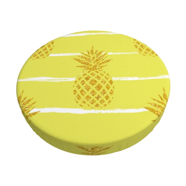 Balery Gold Pineapple Fundas de asiento para taburete de bar redondo de tela de terciopelo ajustables que protegen de arañazos y manchas para sillas de 14 a 17 pulgadas.-13 inch