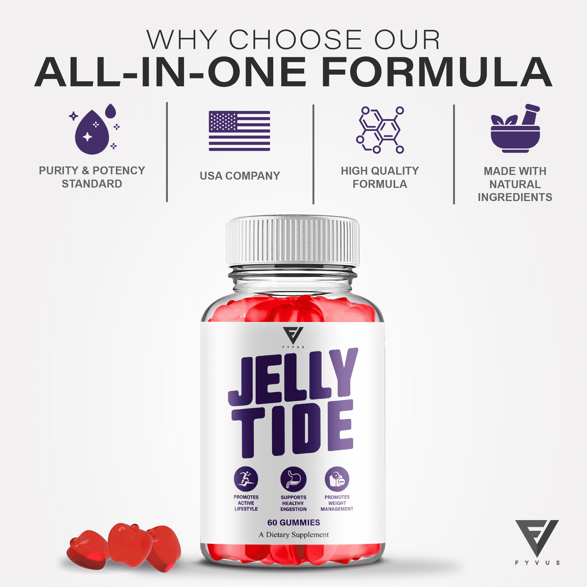 (3 Pack) Jelly Tide Gummies, Jelly Tide Weight Management Support (180 Gummies)