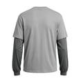 thumbnail image 5 of OIOLOYJM Men's Fake Two Piece T-Shirt Long Sleeve Crew Neck Casual Layered Tee Shirts Fashion Basic Athletic Work Pullover Gray L, 5 of 5