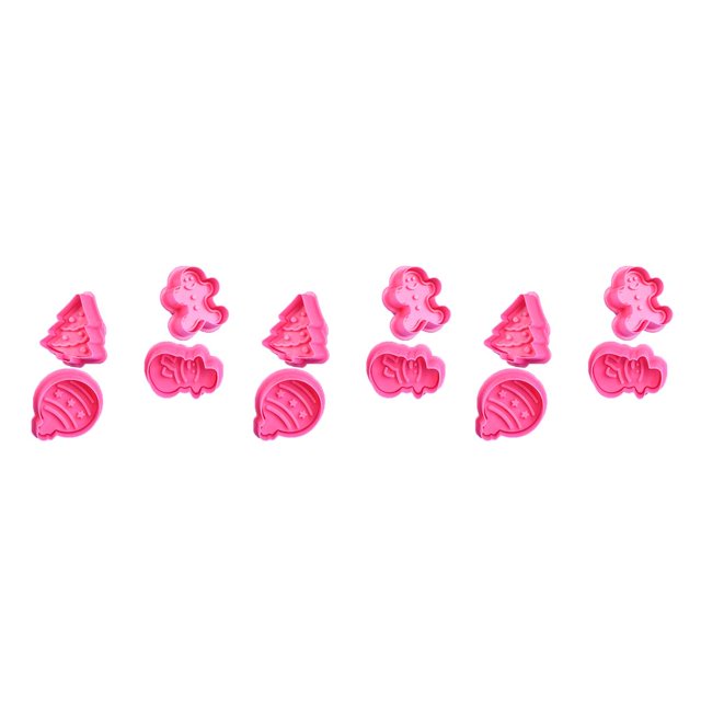 stanreset 4 Pieces/Set ABS Cake Mold Reusable Washable Christmas Themed Kitchen Bakery Baking Cookie Mould Tool Accessories Pink 3Set