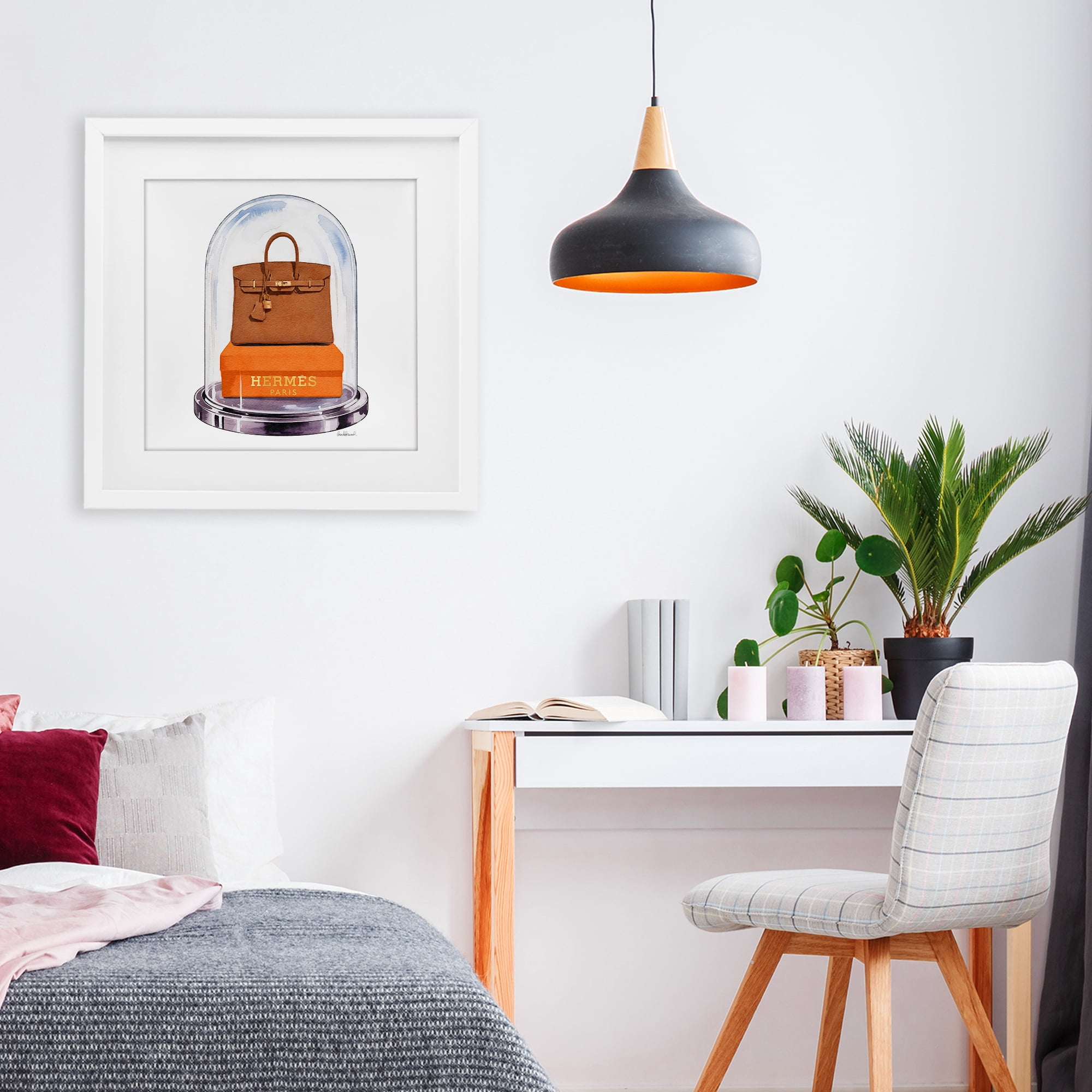 Stupell Industries Luxury Handbag Dome White Framed Print Under Glass, design by Amanda Greenwood