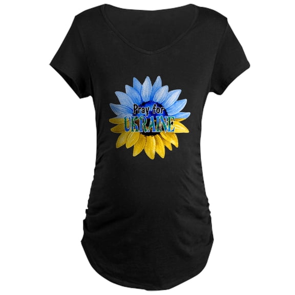 CafePress - Pray For Ukraine Blue And Yellow Sunflower Materni - Maternity Dark T-Shirt