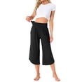 thumbnail image 2 of NOMADIC NOOK Women's 2 Pack Wide-Leg Lounge Yoga Capris with Pockets Casual Cropped Workout Pants Large 2 Packs Black, 2 of 6