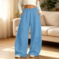 thumbnail image 2 of Teen Girl's Wide Leg Fleece Sweatpants 5-15 Years Elastic High Waisted Loose Baggy Track Pants with Pockets Streetwear, 2 of 9