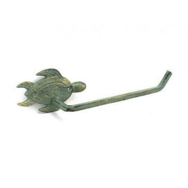 Hampton Nautical Antique Bronze Cast Iron Sea Turtle Toilet Paper Holder 10" Bathroom Decoration-Beach Home