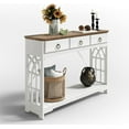 thumbnail image 7 of 43" Console Tables with Drawers,Farmhouse Entryway Table with Shelf and Solid Wood Legs,Narrow Long Rustic Vintage Sofa Foyer Tables for Entryway,White, 7 of 7