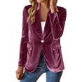 thumbnail image 2 of Velvet Blazers for Women Casual Oversized Open Front Long Sleeve Jackets Work Office Business Suit Blazer 2026 Deep Red XL, 2 of 5